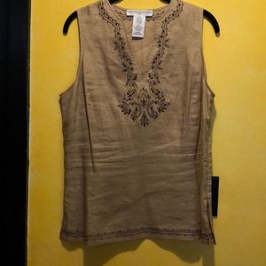 Beautiful embroidered 100% linen sleeveless  top